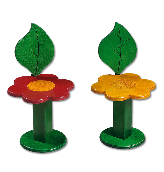 Coppia sgabelli fiorellini con schienale in legno colori assortiti cm. 29x29x60