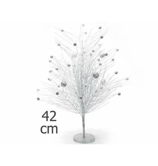 Albero di natale glitter argento con palline