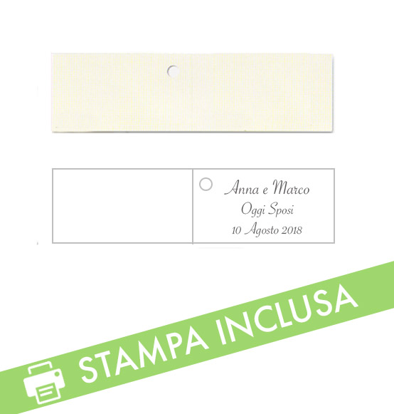 20pz. Bigliettini PERSONALIZZATI per confetti neutro avorio mm. 45x25h.