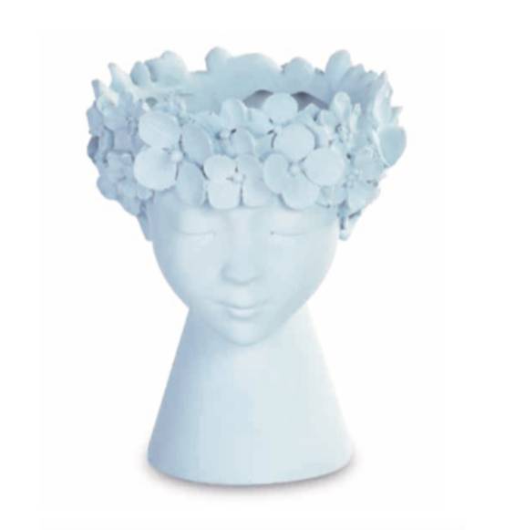 Bomboniera Nozze Matrimonio Comunione Vaso azzurro con volto di donna con fiori Tema Fiori originale 2023