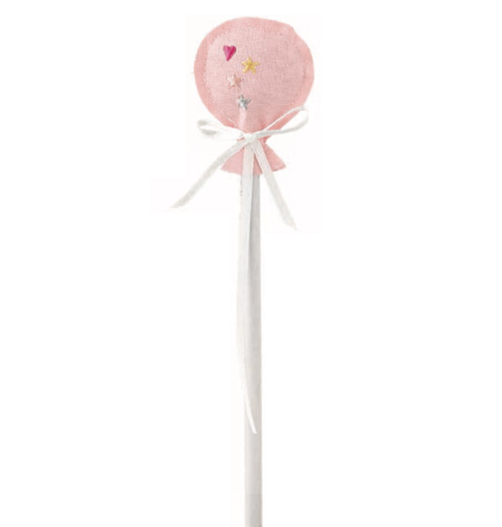Bomboniera matita con palloncino ricamato in tessuto rosa Linea 2020. 21 CM