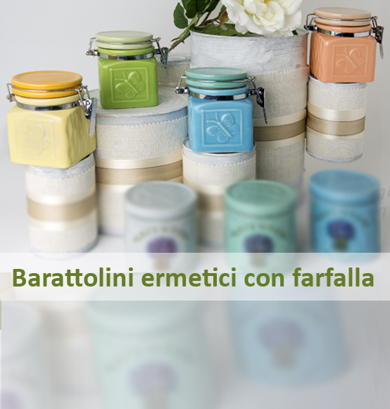 Barattolini bomboniera ermetici porta spezie in porcellana cm 9x9h