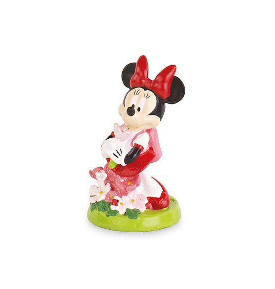 Bomboniera Disney Battesimo Minnie con fiori in resina cm. 5,6
