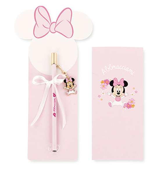 Bomboniera Matita Disney rosa con ciondolino con Minnie baby include bustina regalo