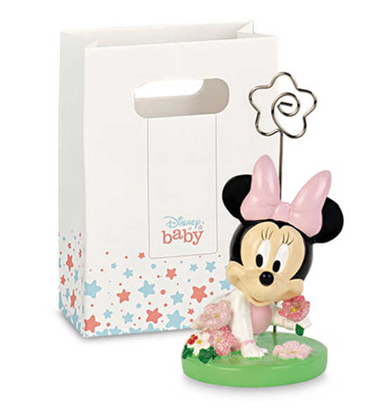 Bomboniera Disney Minnie baby rosa memo clip con fiorellini e shopper