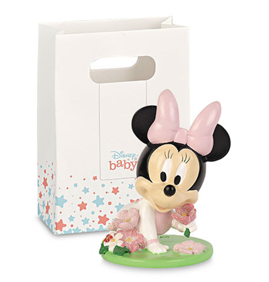 Bomboniera Disney Minnie baby rosa con fiorellini include shoppers