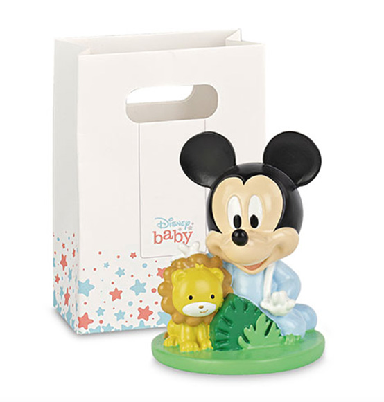 Bomboniera Disney Mickey baby azzurro con leoncino con shopper