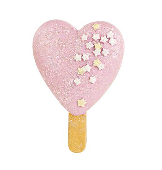 Bomboniera calamita in resina gelato a forma di cuore rosa con glitter cm. 7