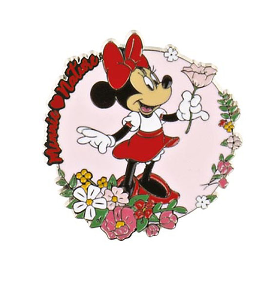Bomboniera Magnete Disney in metallo con Minnie con fiori diam. cm. 4,5