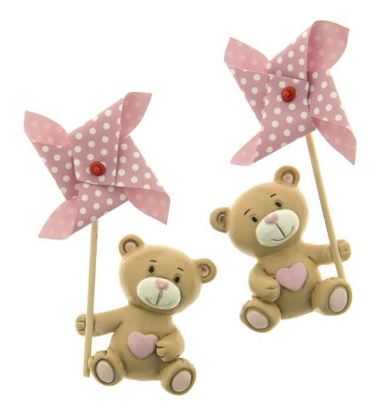 Bomboniera Magnete orsetto rosa con girella Linea "Girellino"