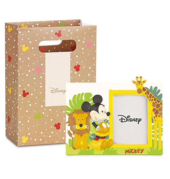 Bomboniera portafoto Disney Mickey wild con shoppers cm. 15x12,2