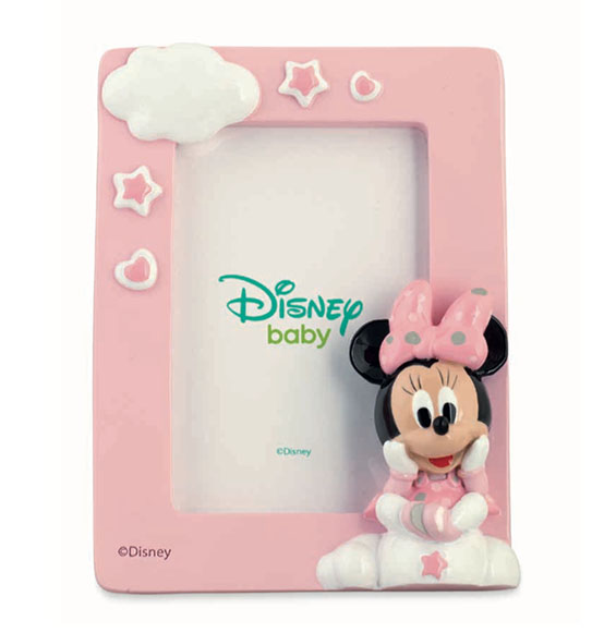 Bomboniera Disney portafoto in resina minnie rosa baby su nuvoletta