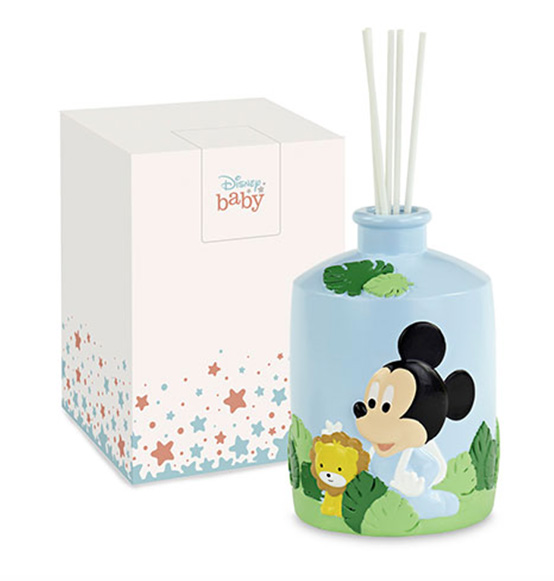 Bomboniera vasetto profumatore Disney Mickey baby azzurro con leoncino e scatola regalo