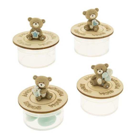 Bomboniera Scatolina in plex con orsetto celeste in resina Linea "TED"