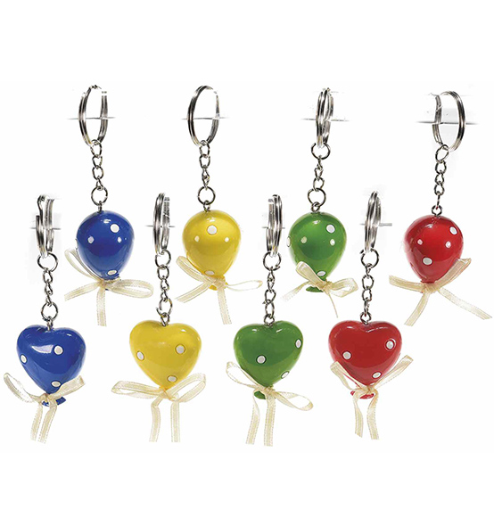 Bomboniera portachiavi palloncino colorato a pois in resina