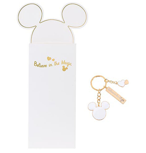 Bomboniera Portachiavi Disney Mickey in metallo oro e bianco con