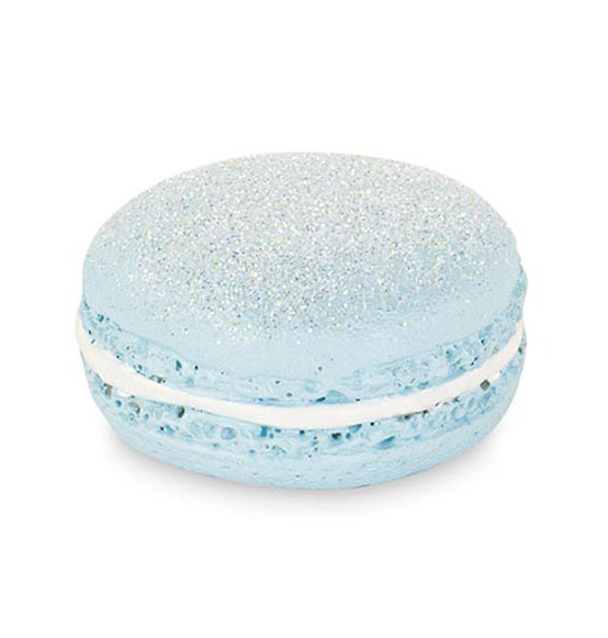 Bomboniera Magnete in resina a forma di Macaron azzurro con glitter diam. cm. 4