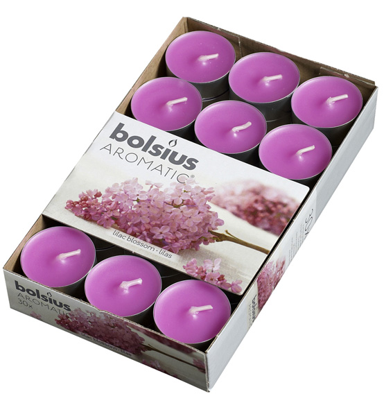 30Pz. Candele tealight aromatizzate lillà diam. 38