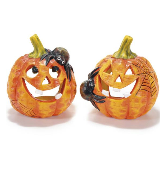 Zucca halloween porta candela con ragno