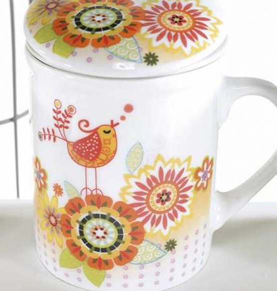 Tazza tisana con filtro in porcellana con Maioliche in azzurro con cop -  Dolci pensieri gift