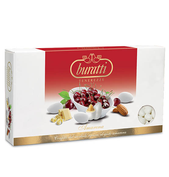 Confetti Buratti amarena colore bianco 1kg., Scatole Discount.it -  Trasparenti, in cartone, portabottiglie, portaconfetti, nastri, bomboniere  e ragali