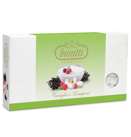 Confetti Buratti Vaniglia e lamponi colore bianco 1kg.