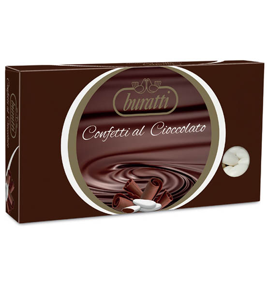 Confetti Buratti al Cioccolato fondente colore bianco 1kg.