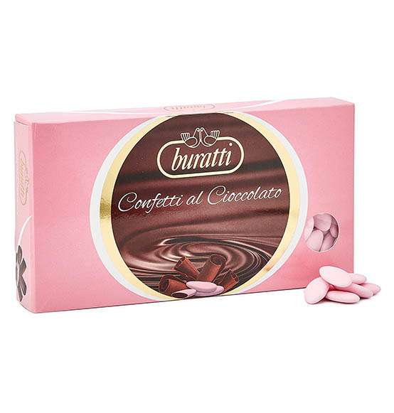 Confetti Buratti al Cioccolato fondente colore rosa 1kg.