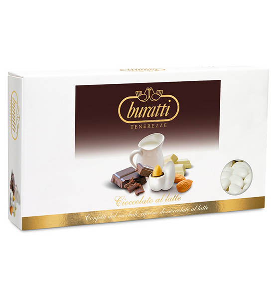 Confetti Buratti ciocco/mandorla bianco 1kg.
