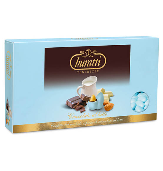 Confetti Buratti ciocco/mandorla celeste 1kg.