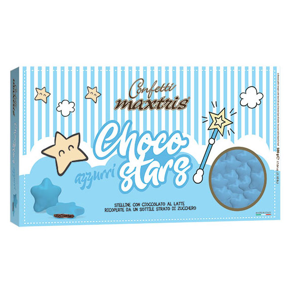 Confetti maxtris party stelline choco stars azzurri 500 Gr, Scatole  Discount.it - Trasparenti, in cartone, portabottiglie, portaconfetti,  nastri, bomboniere e ragali