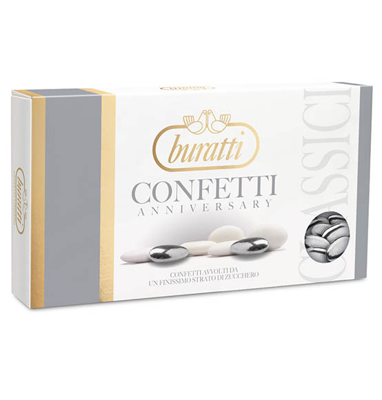 Confetti buratti argento alla mandorla 1kg.