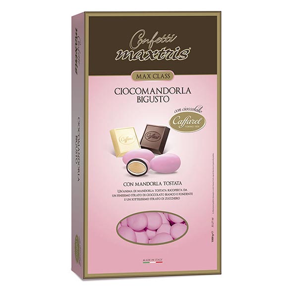 Confetti maxtris caffarel ciocomandorla bigusto rosa 1kg., Scatole