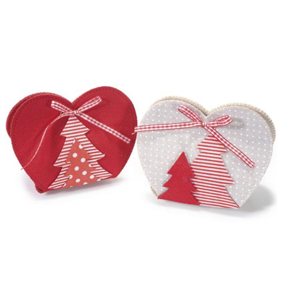 Contenitore a forma di cuore in stoffa con decorazione Natalizia, Scatole  Discount.it - Trasparenti, in cartone, portabottiglie, portaconfetti,  nastri, bomboniere e ragali