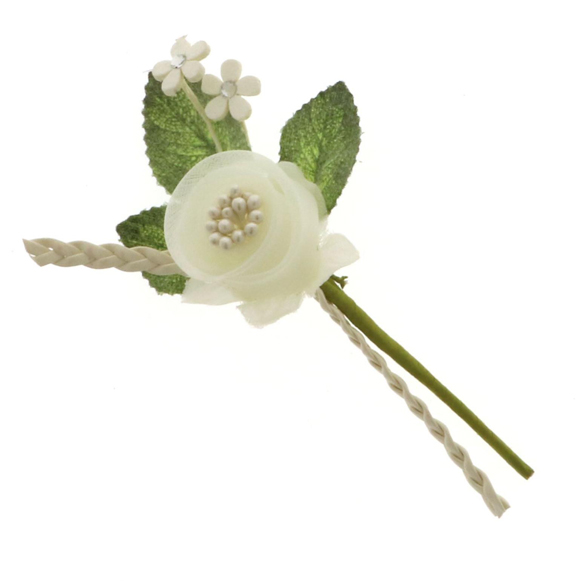 1 Pz. Decorazione chiudipacco fiore crema artificiale cm 11