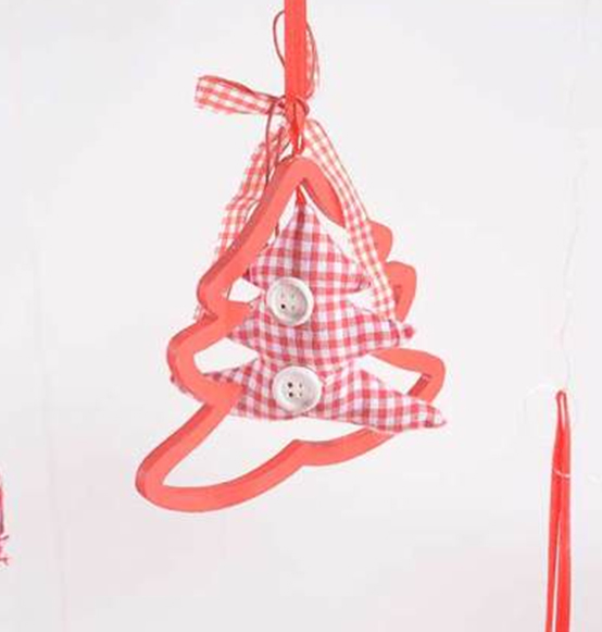 Decorazione natalizia in panno e ceramica cm. 16x3,5x23,5