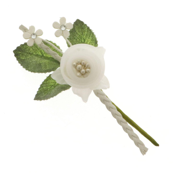 1 Pz. Decorazione chiudipacco fiore bianco artificiale cm 11