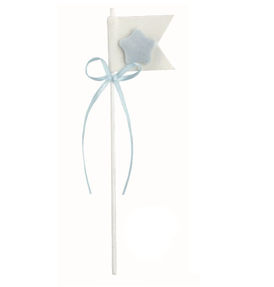 12pz. Decorazioni Bandierina bianca con stellina soft azzurra cm. 19