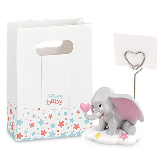 Bomboniera memoclip Dumbo rosa Disney con sacchetto nuova linea 2020 Dumbo baby