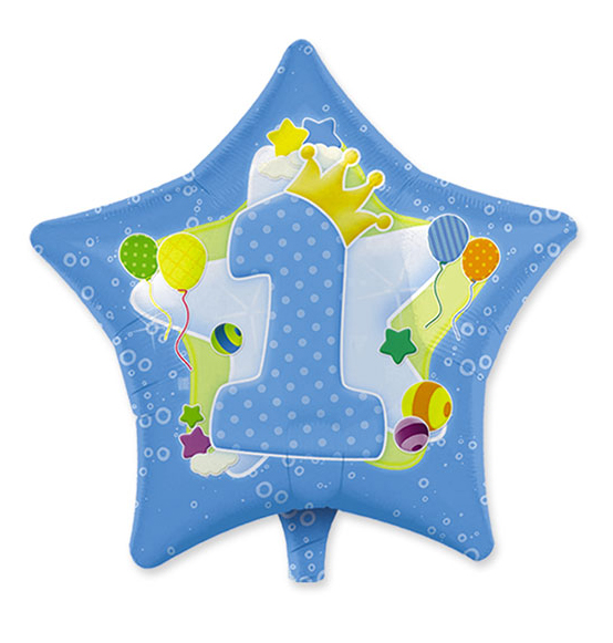 PALLONCINO MYLAR STELLA PRIMO COMPLEANNO CELESTE CM 45