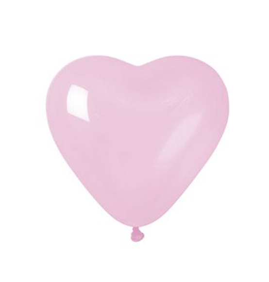 100PZ  PALLONCINO CUORE ROSA PASTELLO CM 13