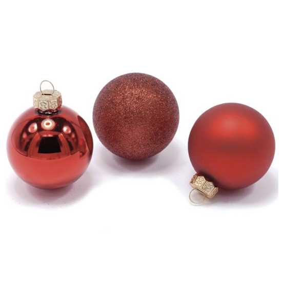 24pz. Palline decorative in vetro rosso per albero di Natale