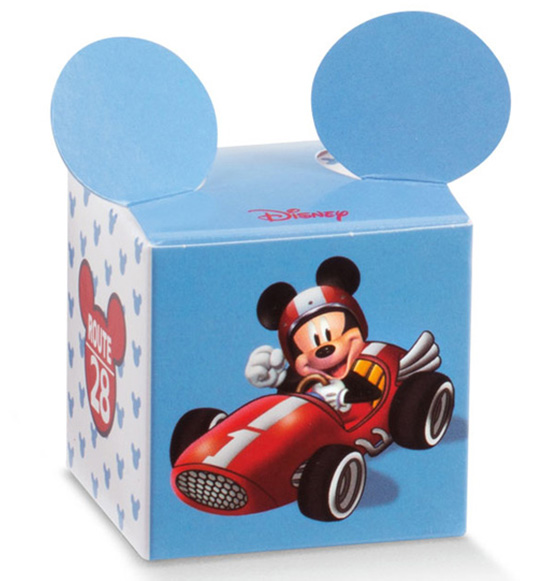 Scatole Portaconfetti Disney Toplino Mickey go con orecchiette Battesimo Nascita mm. 50x50x50