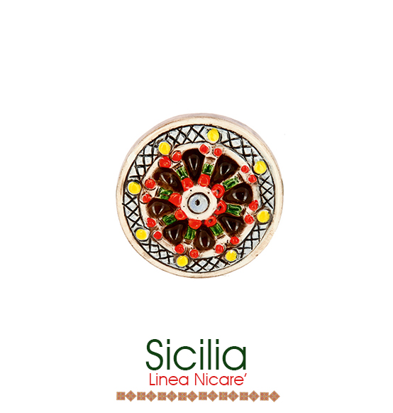 Magnete applicazione ruota carretto Siciliano Ceramica Diam. 4 Sicilia