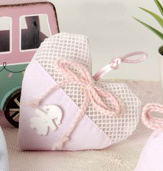Cuore portaconfetti nascita rosa femminuccia con gessetto Linea BICE 10 CM