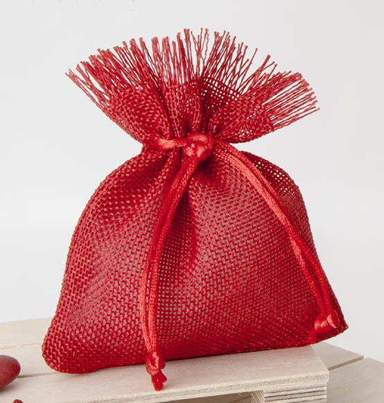 Sacchettini portaconfetti laurea rosso juta Linea LAUREA 10x12 CM