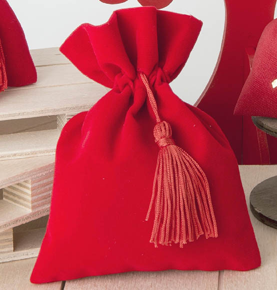 Sacchettini portaconfetti laurea velluto rosso e nappina Linea LAUREA 10x13  CM, Scatole Discount.it - Trasparenti, in cartone, portabottiglie,  portaconfetti, nastri, bomboniere e ragali