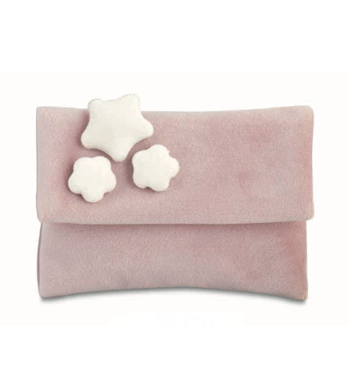 Sacchetto busta portaconfetti soft rosa con 3 stelle bianche cm. 9,5x7,5