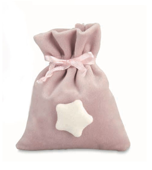 Sacchettino portaconfetti soft rosa con stella bianca cm. 8x10