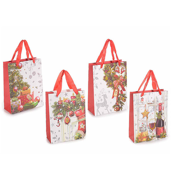 10pz Borse shopper GRANDE plastica Natale Buste sacchetti Natalizi Busta  regalo